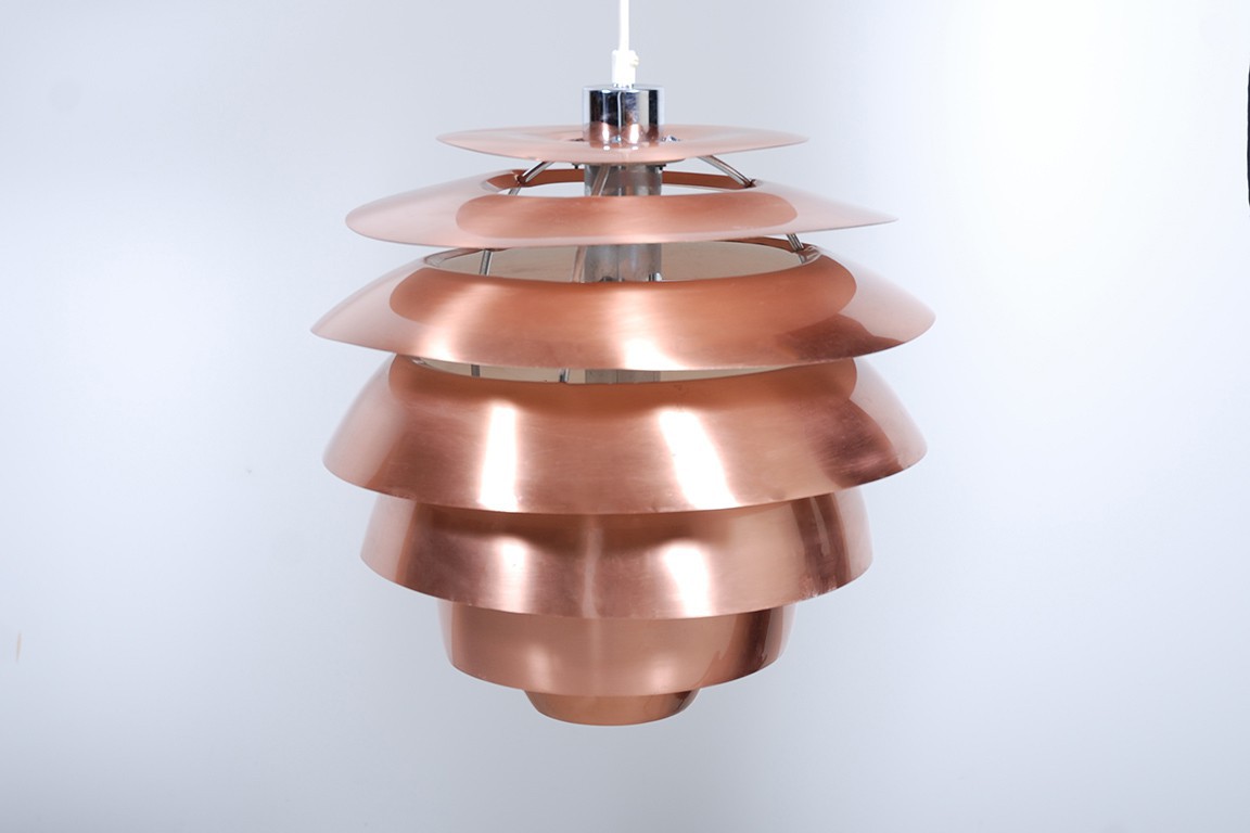 Stilnovo suspension lampe plafonnier cuivre vintage design