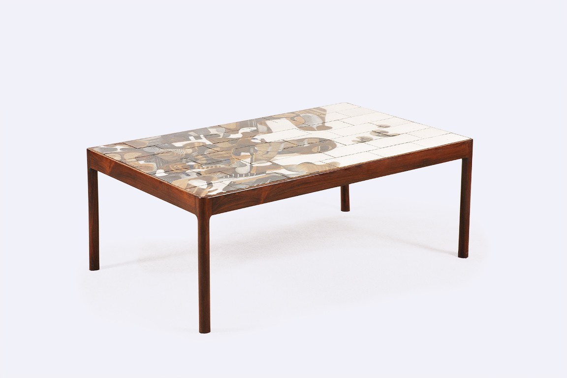 jeppe hagedorn olsen table basse palissandre céramique 1960