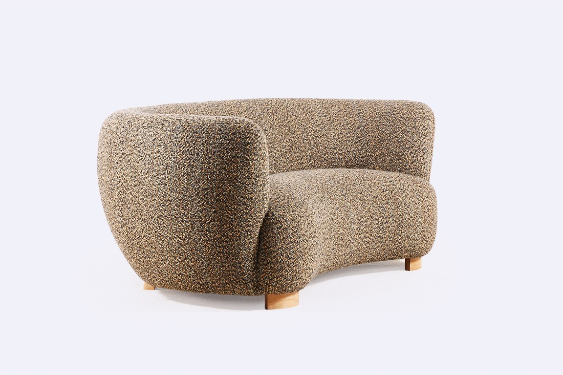 danish curved banana sofa two seat design 1940 1950 wool