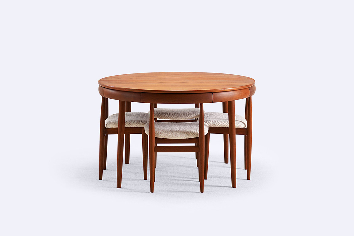 hans olsen frem rolje teck table roundette encastrable 1960