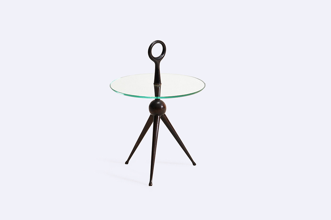 cesare lacca table tripode verre italie caffè design 1950