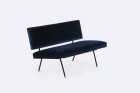 florence knoll international sofa bench blue velvet 1950