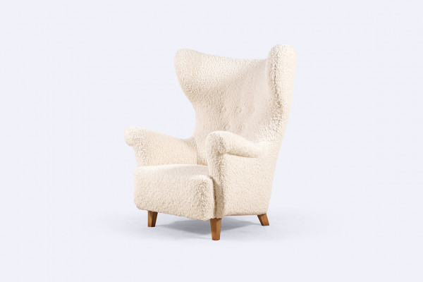 fauteuil danois wingback laine vintage scandinave 1940 1950