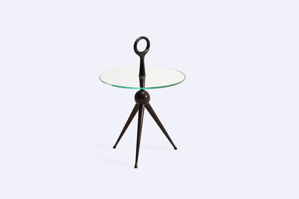 cesare lacca table tripode verre italie caffè design 1950