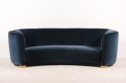 danish scandinavian curved sofa blue velvet kvadrat 1930