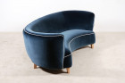 danish curved sofa velvet navy banana scandinavian 1940 1950