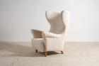 danish vintage scandinavian wingback armchair wool 1940 1950