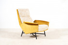 claude delor fauteuil velours jaune vintage france 1950