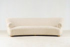 sofa curved banana danish wool bouclé design vintage 1940