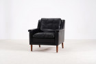 scandinavian danish black leather teak armchair design 1960