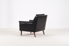 fauteuil scandinave danois vintage cuir noir teck 1960