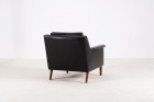 scandinavian danish black leather teak armchair design 1960