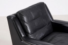 scandinavian danish black leather teak armchair design 1960