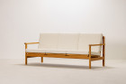 canapé danois vintage chêne laine bouclé design 1960 chic
